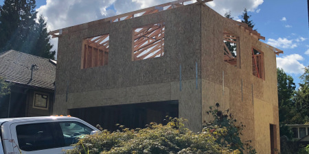 Exterior framing on two story addition