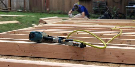 Wall framing assembled for addition